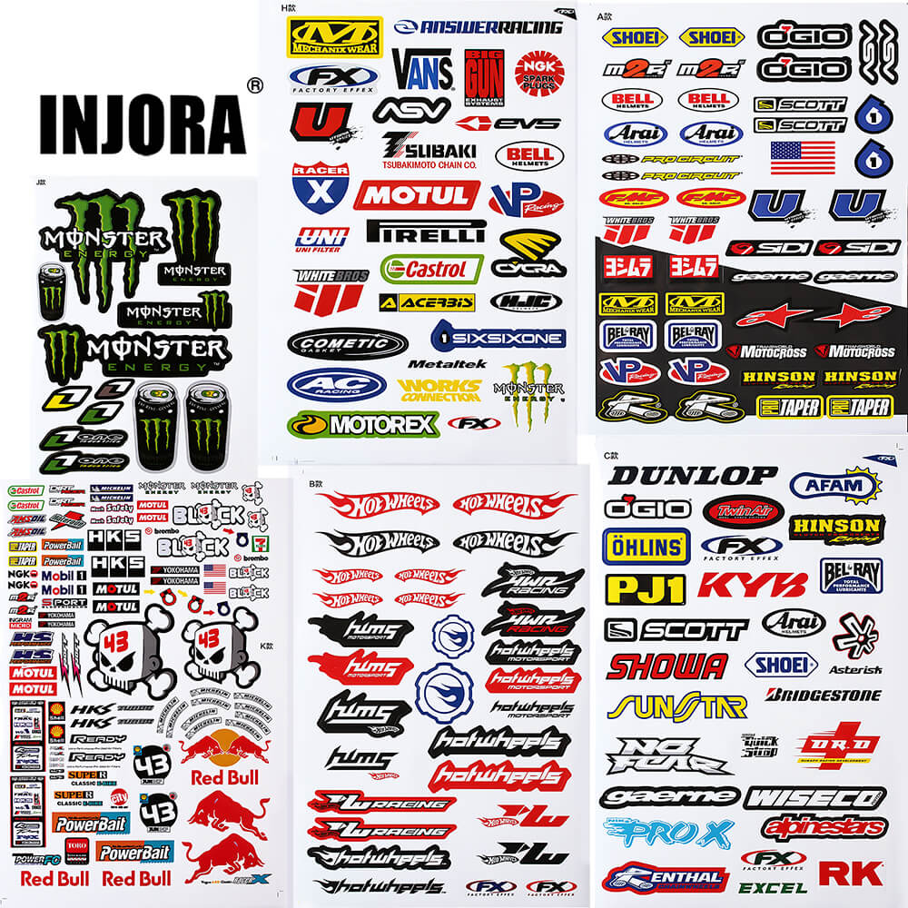 INJORA 11 PCS Decals Stickers for 1/10 Scale RC Crawler Car Axial Traxxas Redcat