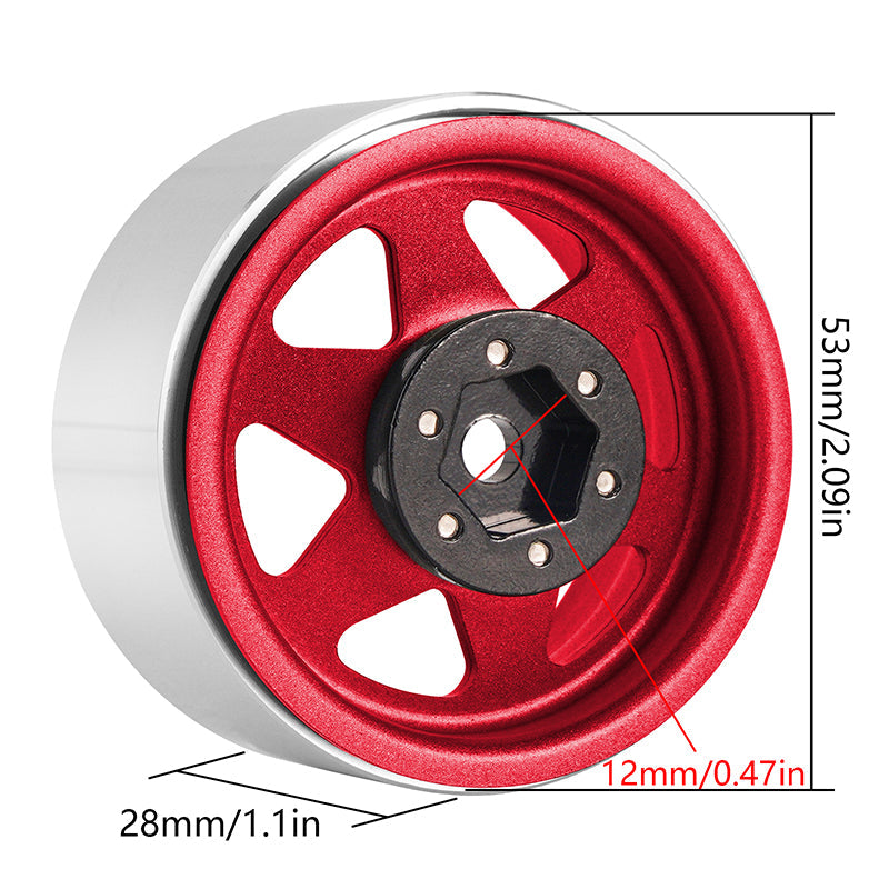 INJORA 1.9" Offset -8.9mm Deep Dish Stamped Beadlock Wheel Rims For 1/10 RC Crawlers (4) (W1948)