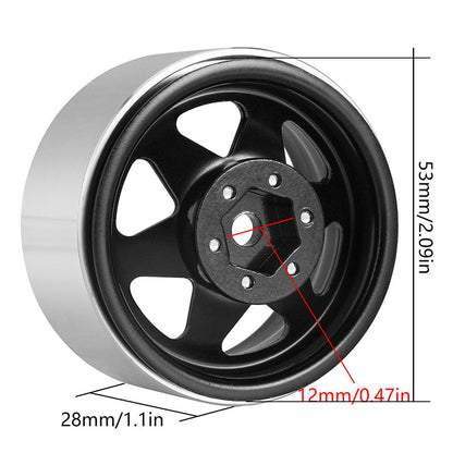 INJORA 1.9" Offset -8.9mm Deep Dish Stamped Beadlock Wheel Rims For 1/10 RC Crawlers (4) (W1948) BLACK