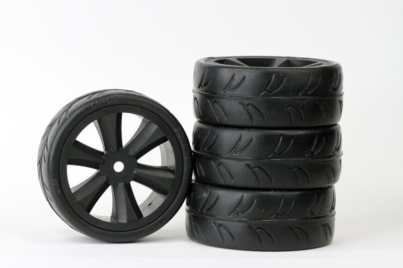 Gravity RC USGT Pre-Mounted GT Rubber Tires w/GT Wheel (Black) (4) w/12mm Hex