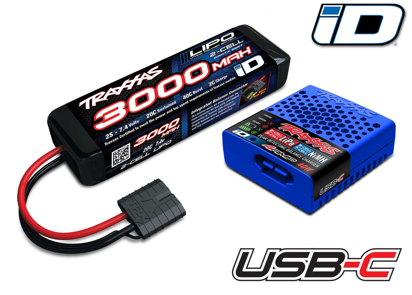 Traxxas 2S Battery/Charger Completer Pack w/One Power Cell 3000mAh 7.4V LiPo Battery