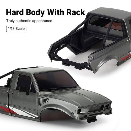 INJORA IR60 Pickup Hard Body with Bed Rack for 1/18 TRX4M Defender Bronco - Grey