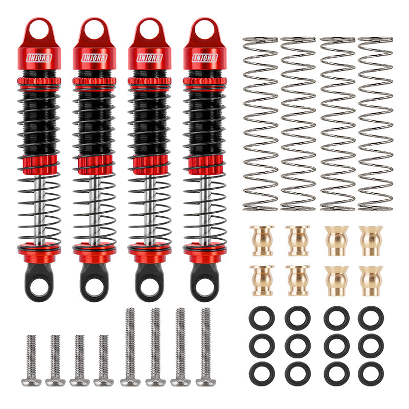 INJORA 59mm Long Threaded Oil Shocks For 1/18 TRX4M (4M-42) (Red)