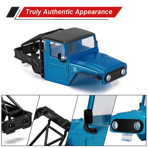 INJORA IR40 Half Truck Hard Plastic Body with Cage for 1/18 TRX4M Defender Bronco - Blue