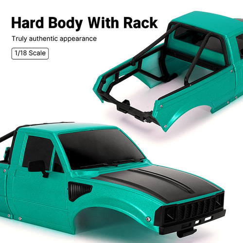 INJORA IR60 Pickup Hard Body with Bed Rack for 1/18 TRX4M Defender Bronco - Green