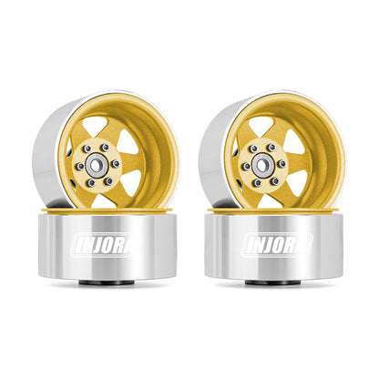 INJORA 1.9" Offset -8.9mm Deep Dish Stamped Beadlock Wheel Rims For 1/10 RC Crawlers (4) (W1948) GOLD