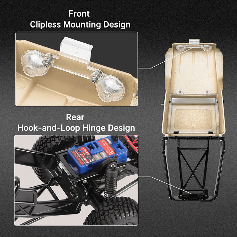 INJORA IR40 Half Truck Hard Plastic Body with Cage for 1/18 TRX4M Defender Bronco - Sandy Taupe