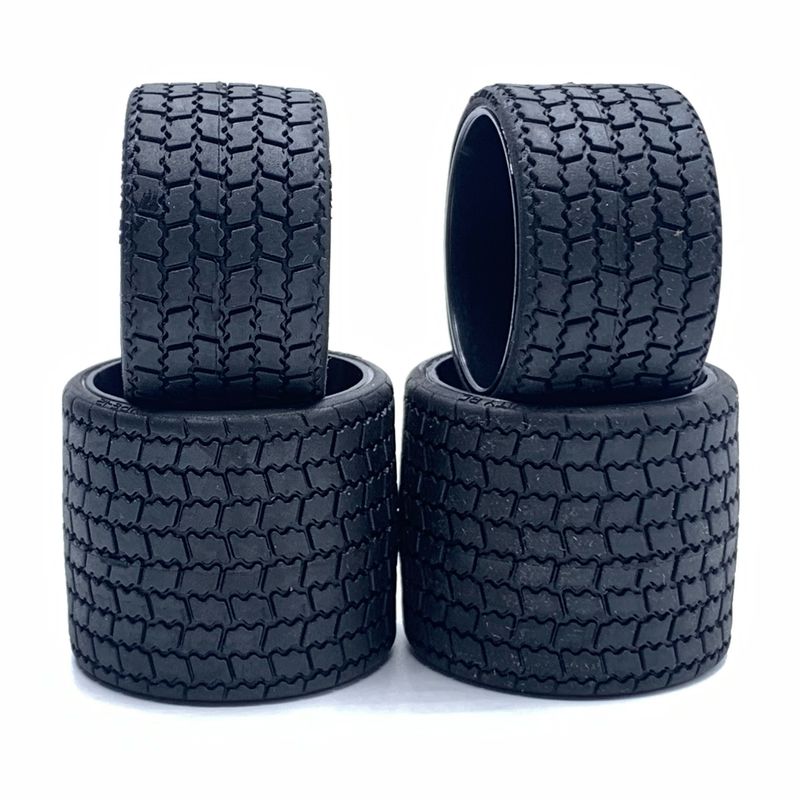 Gravity RC TYPE12 12th scale rubber tires, black wheel, (4)