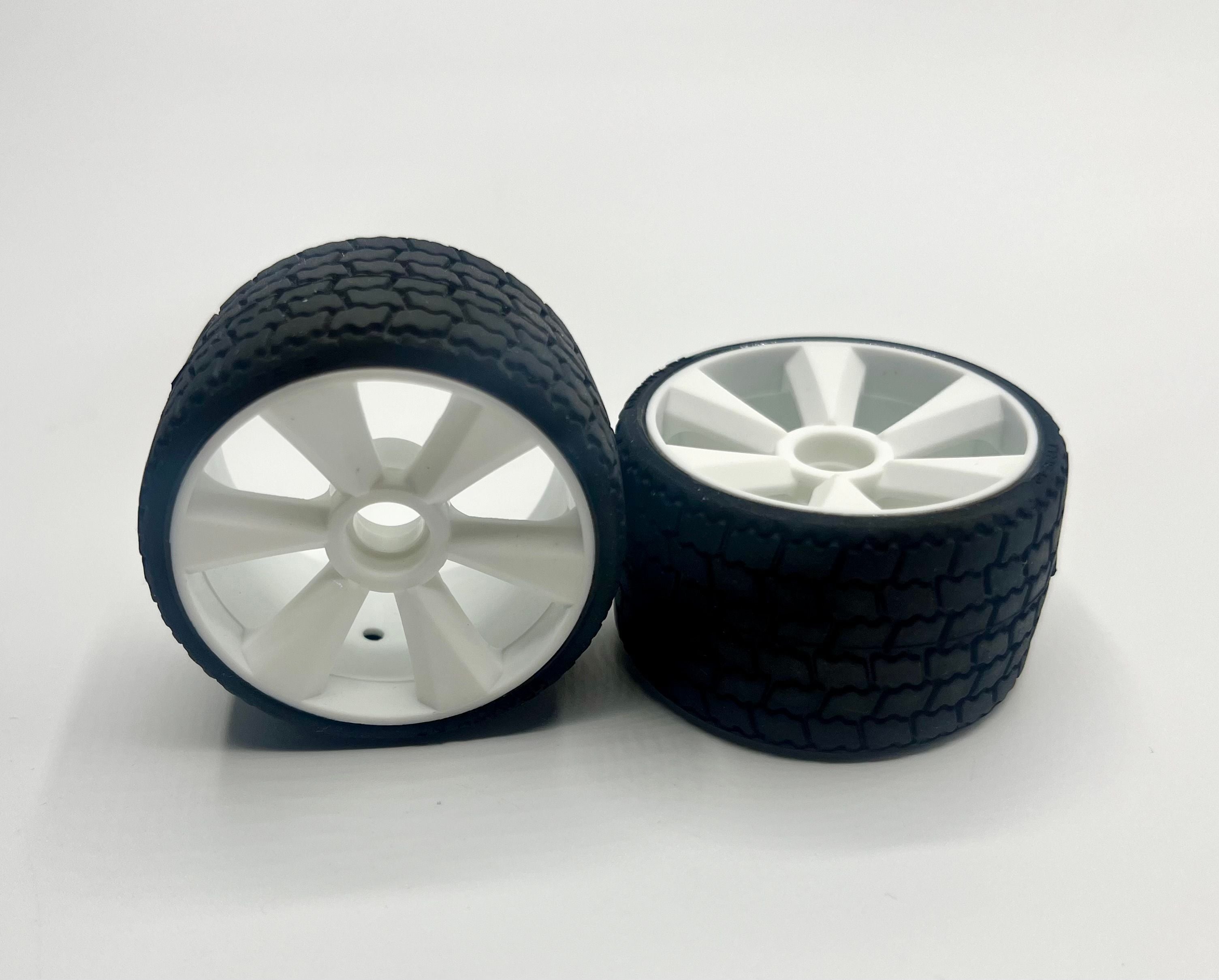 Gravity RC TYPE12 12th scale rubber tires, (FRONT PAIR) white wheel (2), pre glued