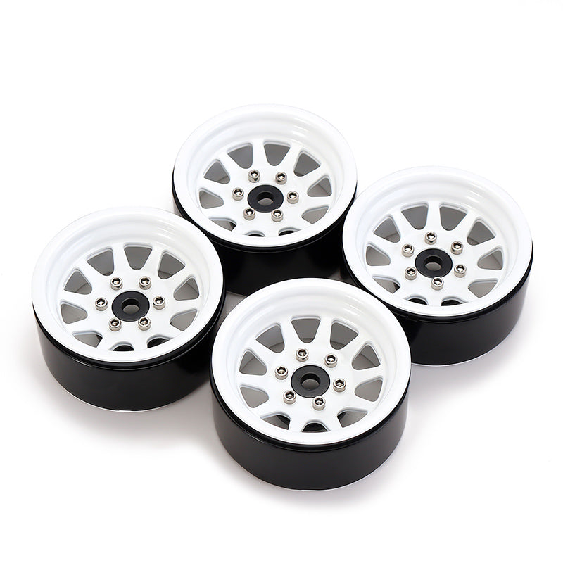 INJORA 4PCS 1.9" 10-Spoke Metal Beadlock Wheel Rims For 1/10 RC Crawler WHITE