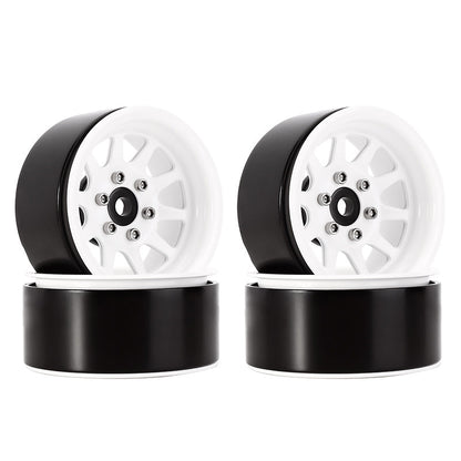 INJORA 4PCS 1.9" 10-Spoke Metal Beadlock Wheel Rims For 1/10 RC Crawler WHITE