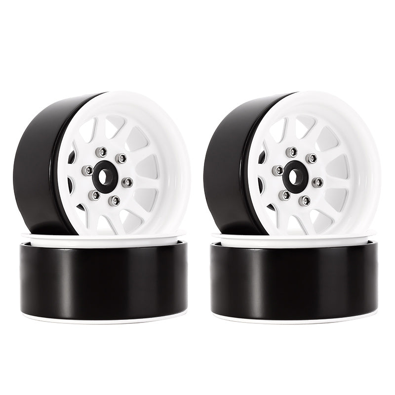 RC CARS/ RC TRUCKS/ INJORA 4PCS 1.9" 10-Spoke Metal Beadlock Wheel Rims For 1/10 RC Crawler WHITE