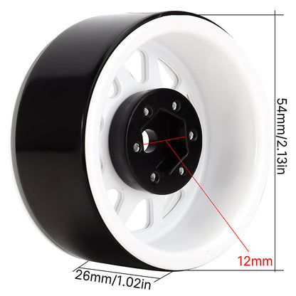 INJORA 4PCS 1.9" 10-Spoke Metal Beadlock Wheel Rims For 1/10 RC Crawler WHITE