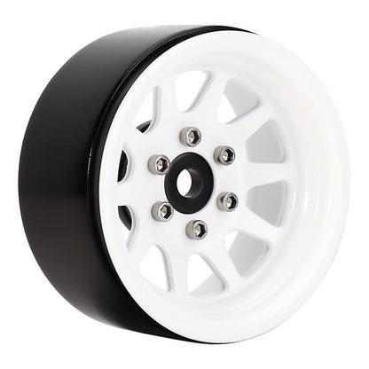 INJORA 4PCS 1.9" 10-Spoke Metal Beadlock Wheel Rims For 1/10 RC Crawler WHITE