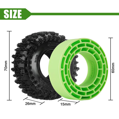 INJORA 4pcs Silicone Rubber Inserts for 118-122mm(4.75" OD) 1.9" Tires - 4pcs Green(Soft)