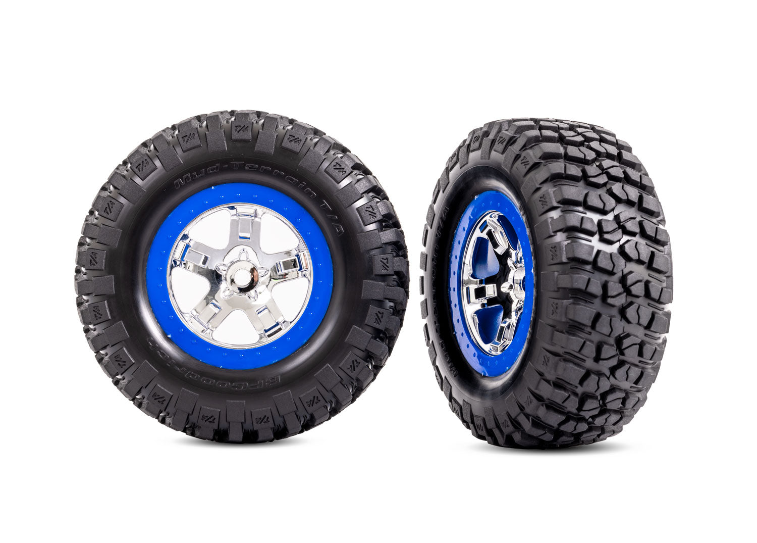 Traxxas Slash 2WD/4x4 BFGoodrich KM2 Pre-Mounted Rear Tires (Blue/Chrome) (2) w/12mm Hex
