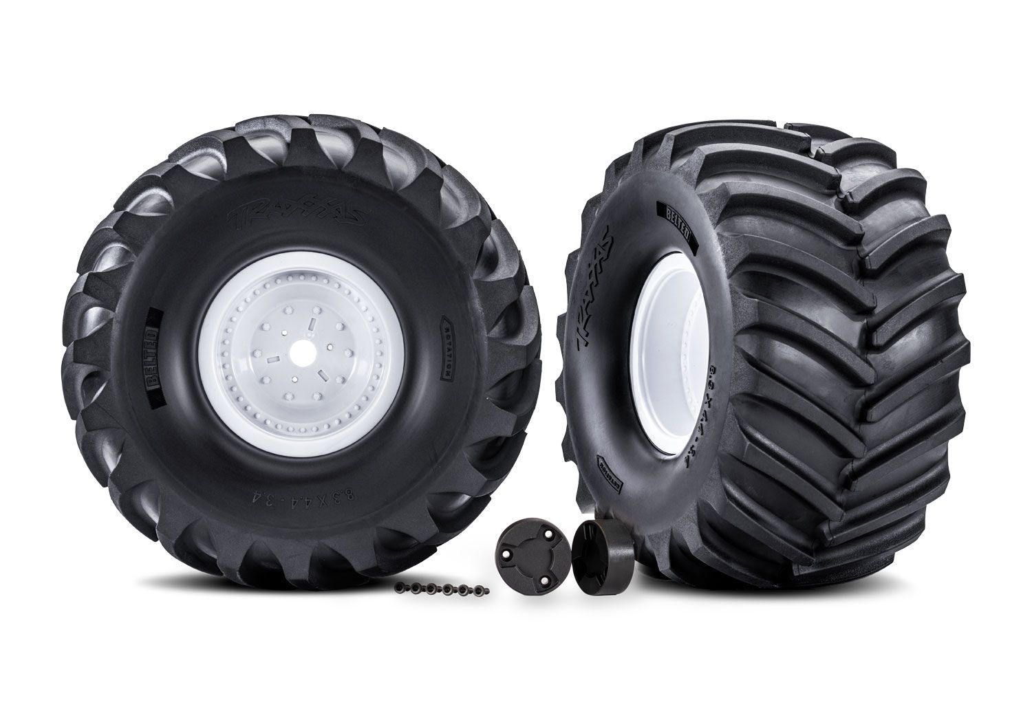 Traxxas White X-Monster Wheels w/ Terra Groove Tires (2)