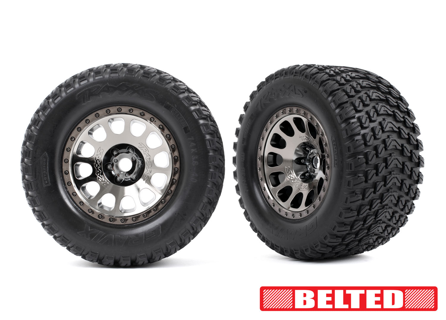 Traxxas XRT Belted Gravix Pre-Mounted Tires (Chrome) (2) w/24mm Hex