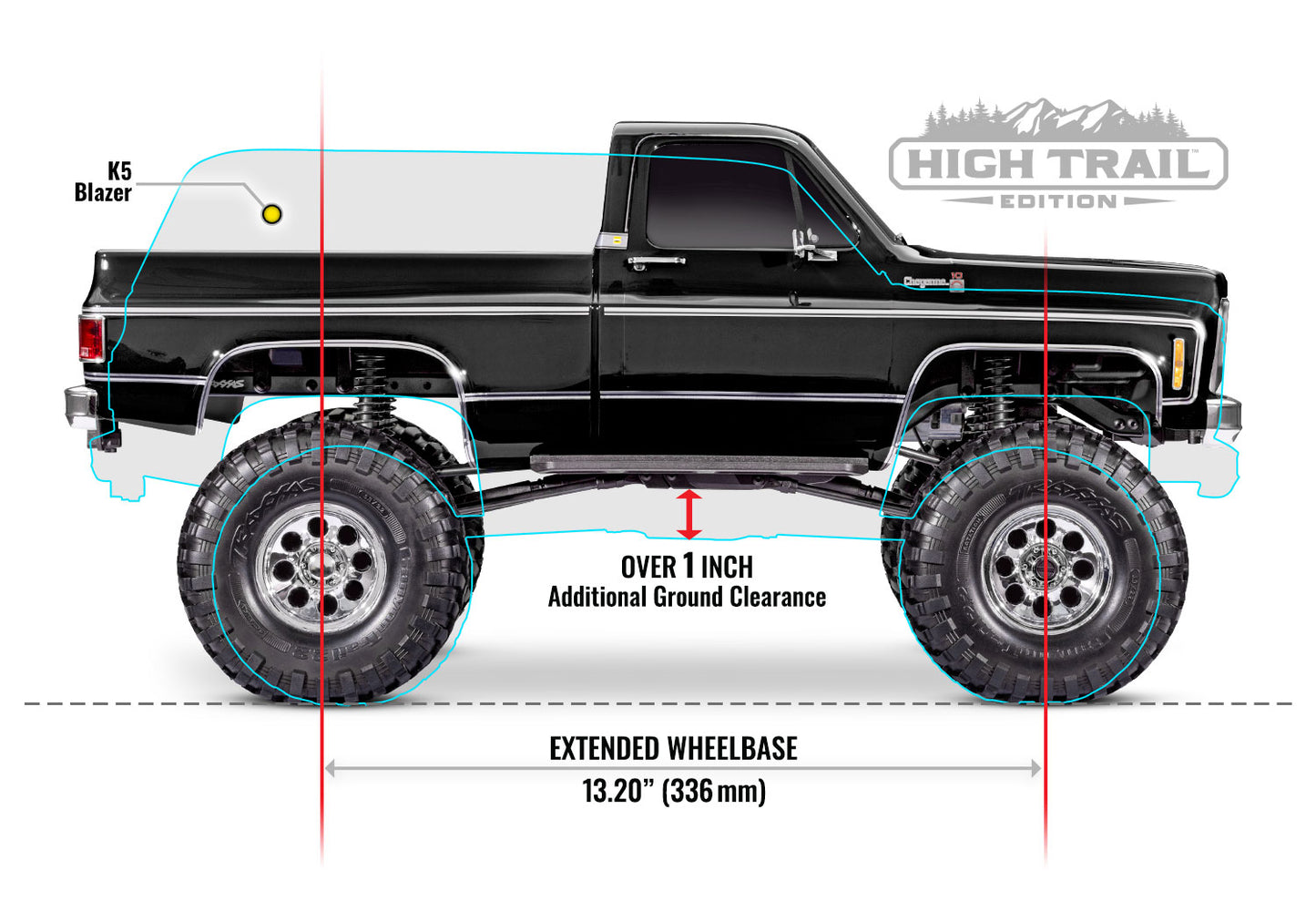 Traxxas TRX-4 1/10 High Trail Edition RC Crawler w/'79 Chevy K10 Truck Body (Black) &/TQi 2.4GHz Radio