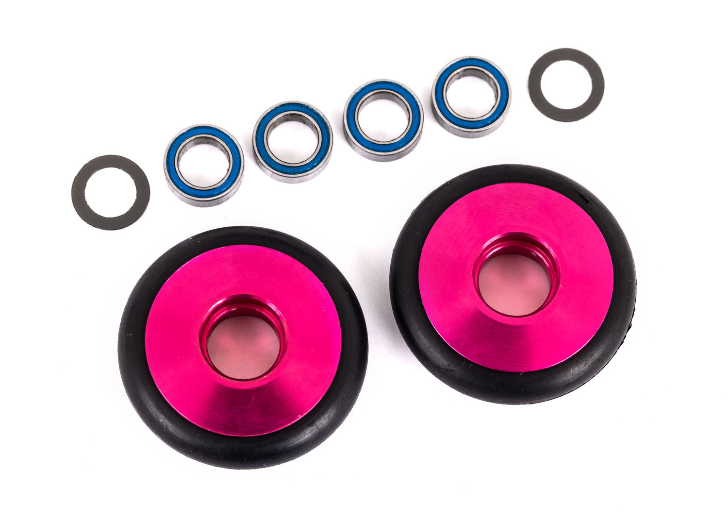 Traxxas Bandit/Rustler/Stampede 2WD Aluminum Wheelie Bar Wheels (Pink) (2)