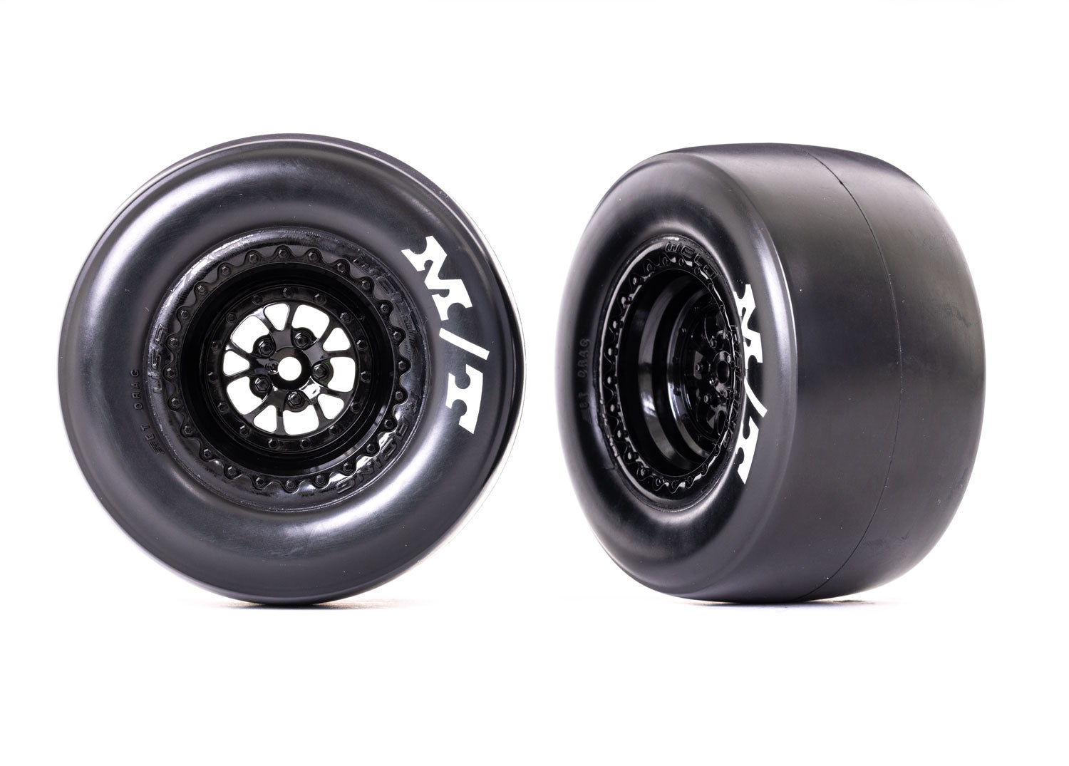 Traxxas Drag Slash Rear Pre-Mounted Sticky Tires (Gloss Black) (2) w/Weld Wheels & 12mm Hex