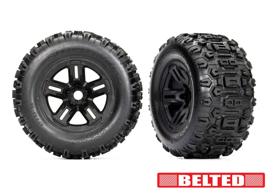 Traxxas Sledgehammer Belted 3.8" Pre-Mounted Monster Truck Tires (Black) (2) w/17mm Splined Hex