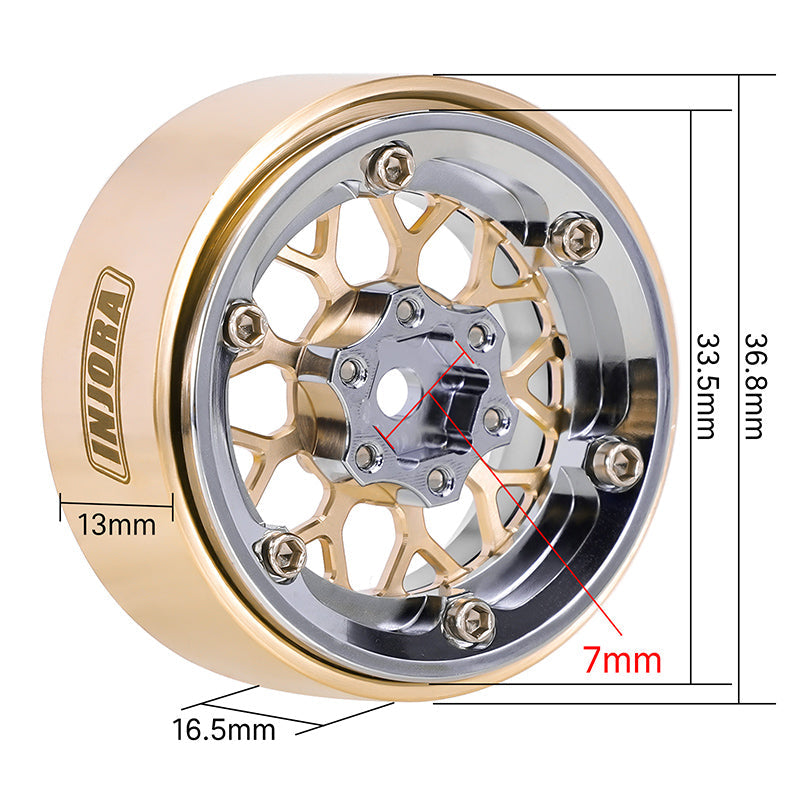 INJORA 1.3" ModuWheel Brass & Aluminum Beadlock Wheels For 1/18 1/24 RC Crawlers