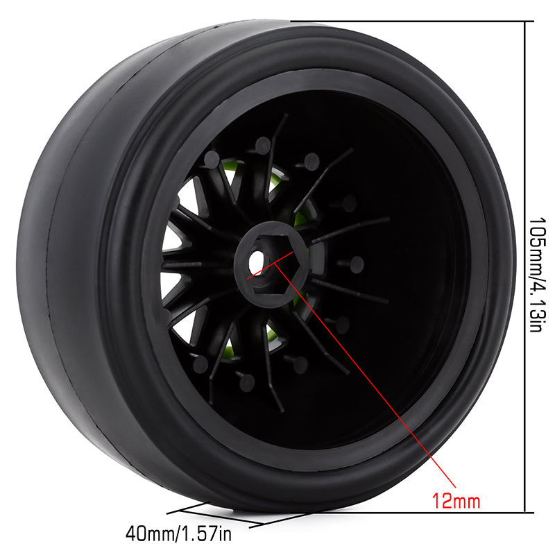 INJORA 2PCS Rear 2.2"/3.0" Drag Racing Beadlock Wheel & Tires For Slash 2WD Losi 22S AE DR10