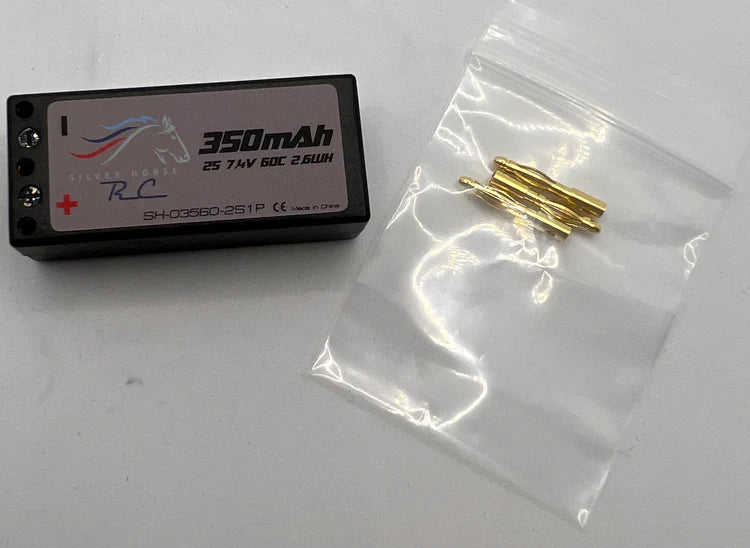 Silver Horse RC 350mAh 7.4v 60c Lipo Hardcase 2mm Bullet Racing Battery