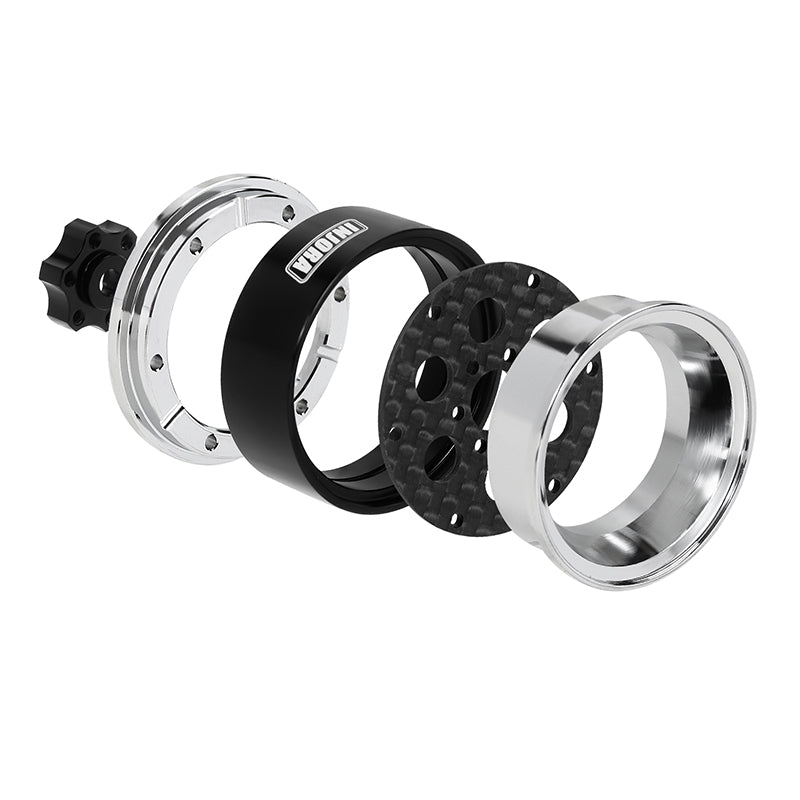 INJORA 1.3" ModuWheel Silver Beadlock Wheels Negative Offset For 1/18 1/24 RC Crawlers