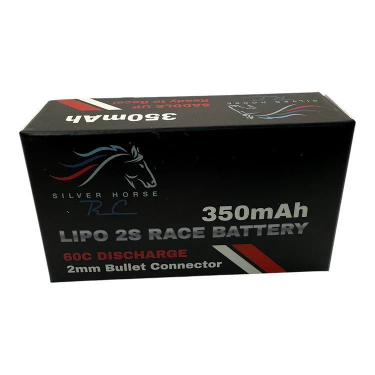 Silver Horse RC 350mAh 7.4v 60c Lipo Hardcase 2mm Bullet Racing Battery