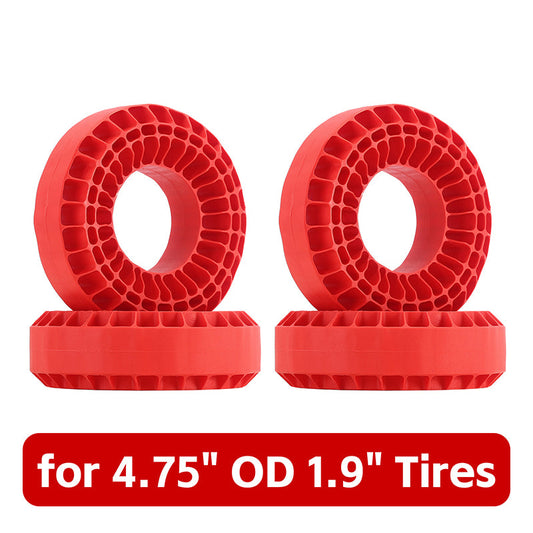 INJORA 4pcs Silicone Rubber Inserts For 118-122mm(4.75" OD) 1.9" Tires RED