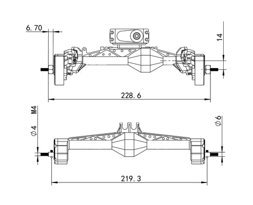 MEUS Racing Isokinetic 3-Section CVDs Portal Front Rear Axles for 1/10 Axial Capra 1.9 UTB DIY SCX10 SCX10 II