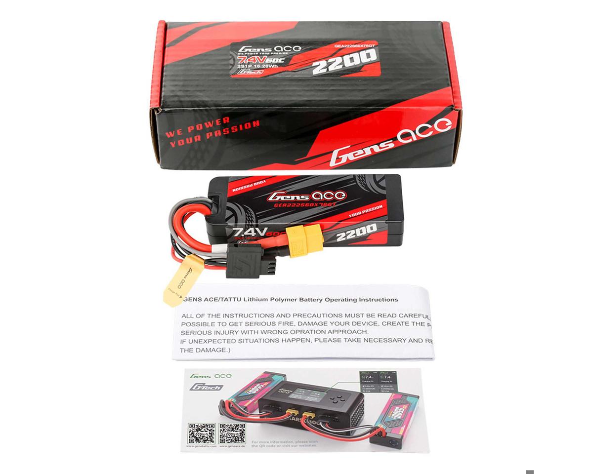 Gens Ace 2S 60C G-Tech Hardcase LiPo Battery Pack (7.4V/2200mAh) w/XT60 Connector