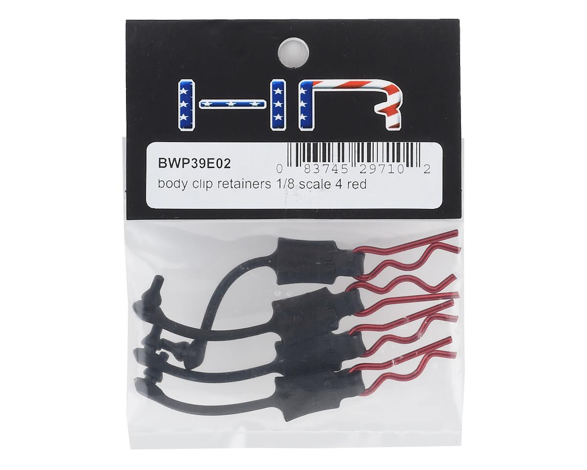 Hot Racing 1/8 Body Clip Retainers (Red) (4)