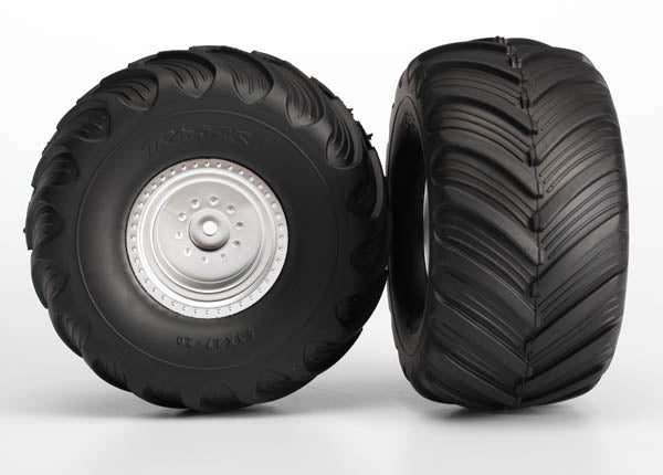 Traxxas 12mm Hex "Bigfoot" Pre-Mounted Tires & Wheels (2) (Rear) (Chrome)