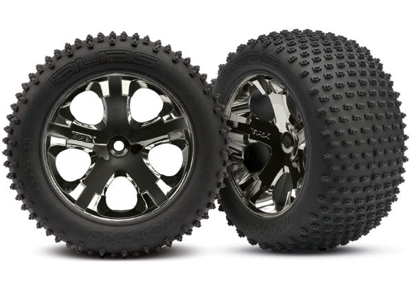 Traxxas Alias Rear Tires w/All-Star Wheels (2) (Black Chrome) (Standard)