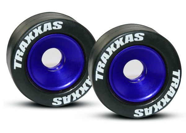 Traxxas Blue Aluminum Wheelie Bar Wheels & Hardware (2) BLUE