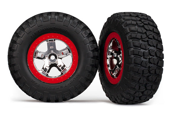 Traxxas BFGoodrich KM2 Tire & Wheels (2) (Rear) (Chrome) (Standard)