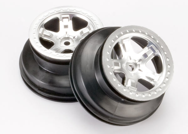 Traxxas Dual Profile Short Course Wheels (Satin Chrome) (2) (Slash Rear) 12mm Hex