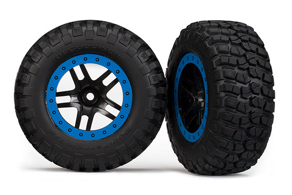 Traxxas BFGoodrich KM2 Tire w/Split-Spoke Rear Wheel (2) (Black/Blue) (Standard)