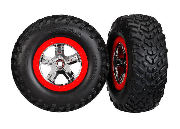 Traxxas Tire/Wheel Assembled Glued S1 Compound SCT Chrome
