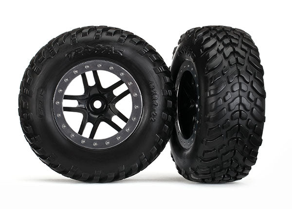 Traxxas SCT Off-Road Racing Pre-Mounted w/SCT Split-Spoke Wheels (Black/Satin Chrome) (2)