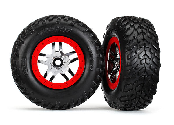 Traxxas Tire/Wheel Assembled Glued SCT Split-Spoke Chrome
