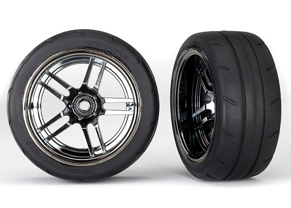 Traxxas 4-Tec 2.0 1.9" Response X-Tra Wide Rear Pre-Mounted Tires w/Split-Spoke Wheels (Black Chrome) (2)