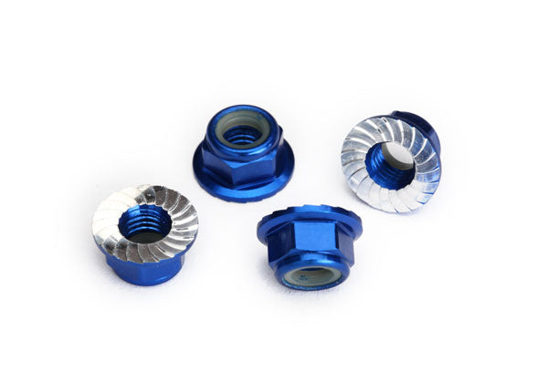 Traxxas 5 mm Blue Aluminum Serrated Lock Nuts (4)