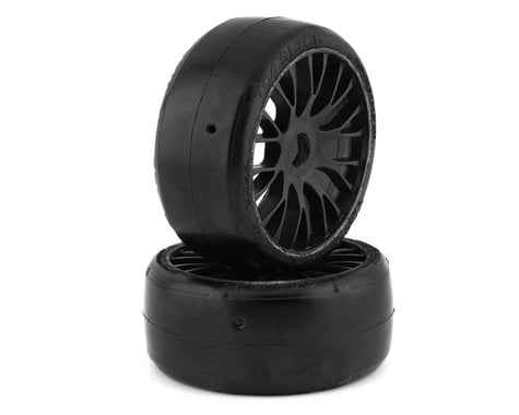 GRP 1:8 GT T02 Slick S7 MediumHard Mounted Tires Spoked Black Wheel (2) GTX02-S7