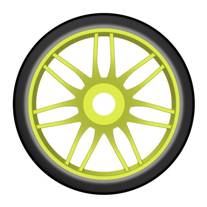 GRP GT - TO2 Slick Belted Pre-Mounted 1/8 Buggy Tires (Yellow) (2) (S1) w/17mm Hex