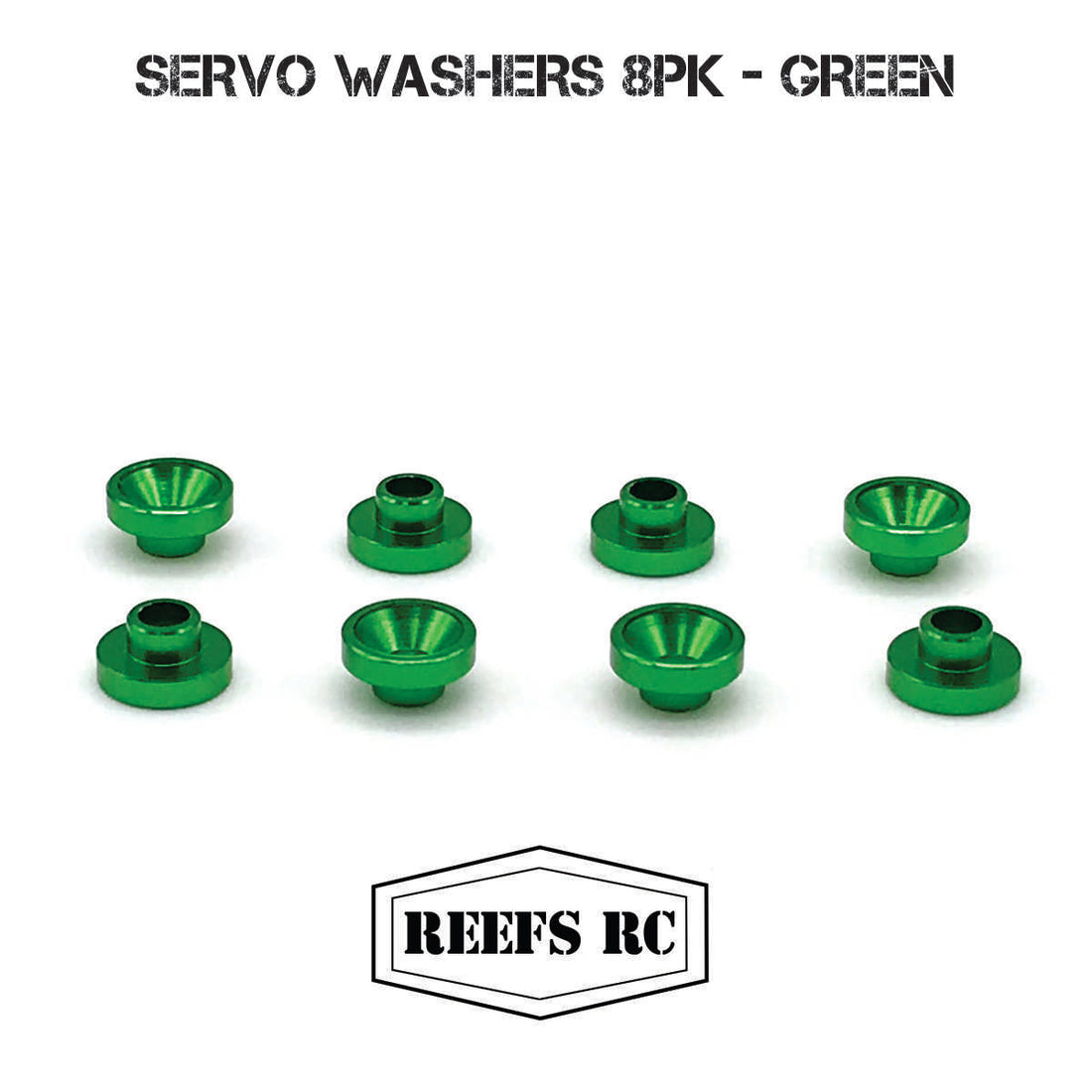 Reefs RC Aluminum Countersunk Servo Washers (GREEN) (8)