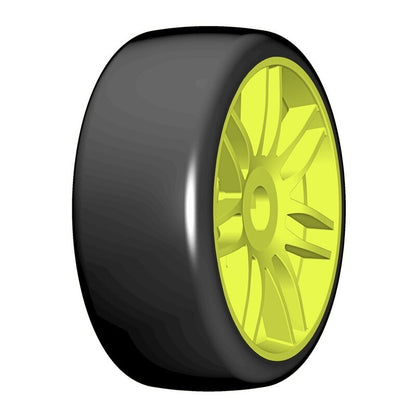 GRP GT - TO2 Slick Belted Pre-Mounted 1/8 Buggy Tires (Yellow) (2) (S1) w/17mm Hex